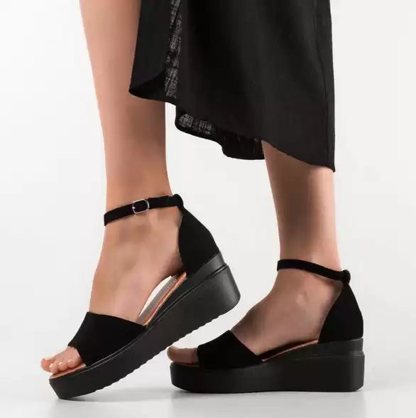 Sandale negre cu talpa joasa de femei